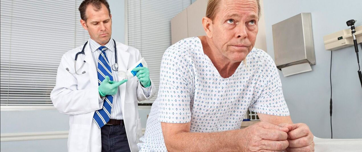 A man with prostatitis at a medical procedure
